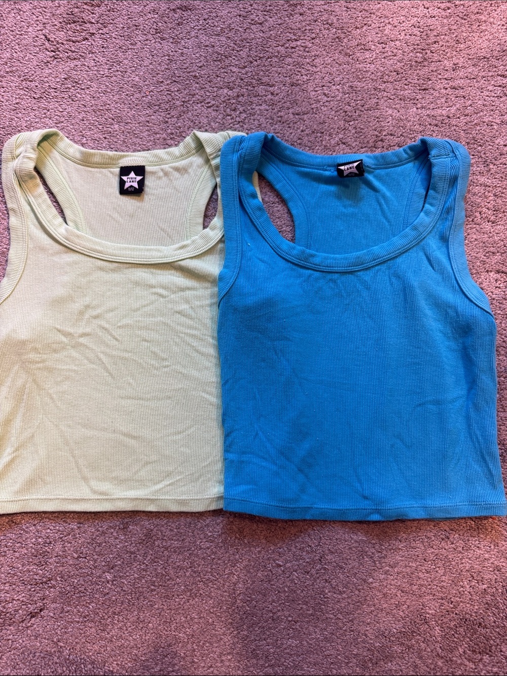 Kids Pixie Lane' Ribbed Tank Top Pair - Blue & Light Green